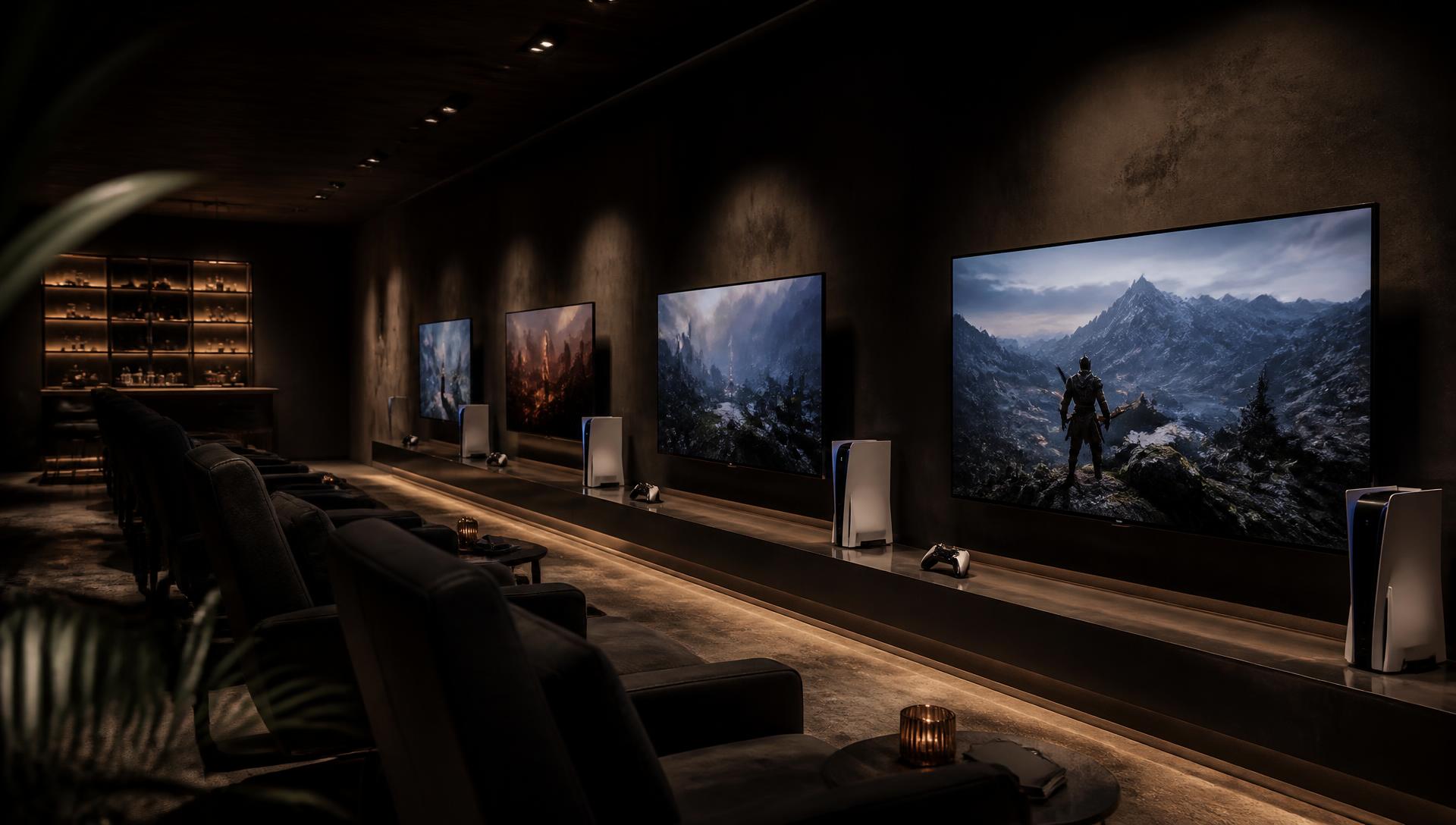 Dark neon-lit gaming setup